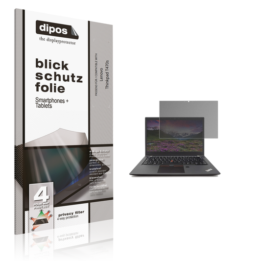 Blickschutzfolie von dipos passend für Lenovo Thinkpad T470s, präziser Zuschnitt und blasenfrei montiert