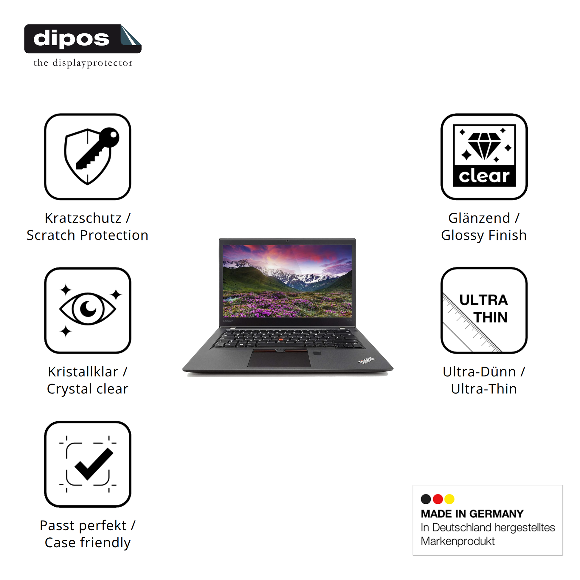 Displayschutz hergestellt in Deutschland, höchste Qualität made in Germany