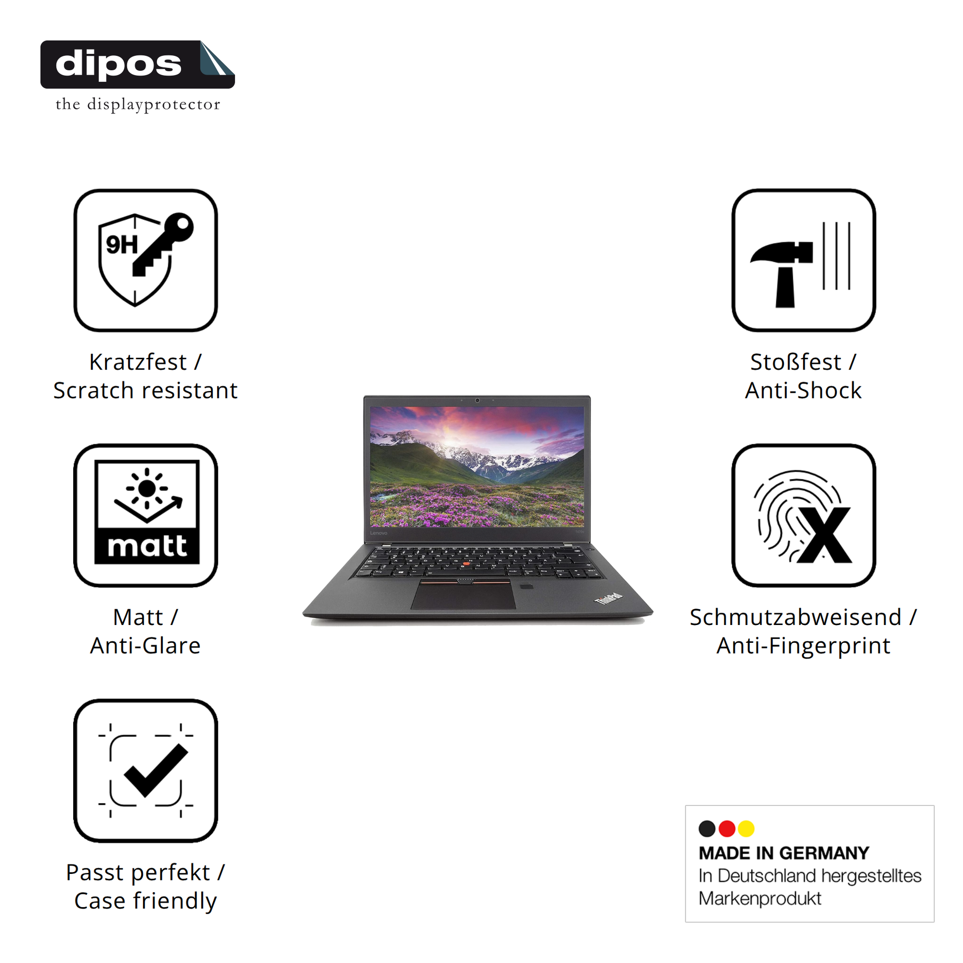 Displayschutz hergestellt in Deutschland, höchste Qualität made in Germany