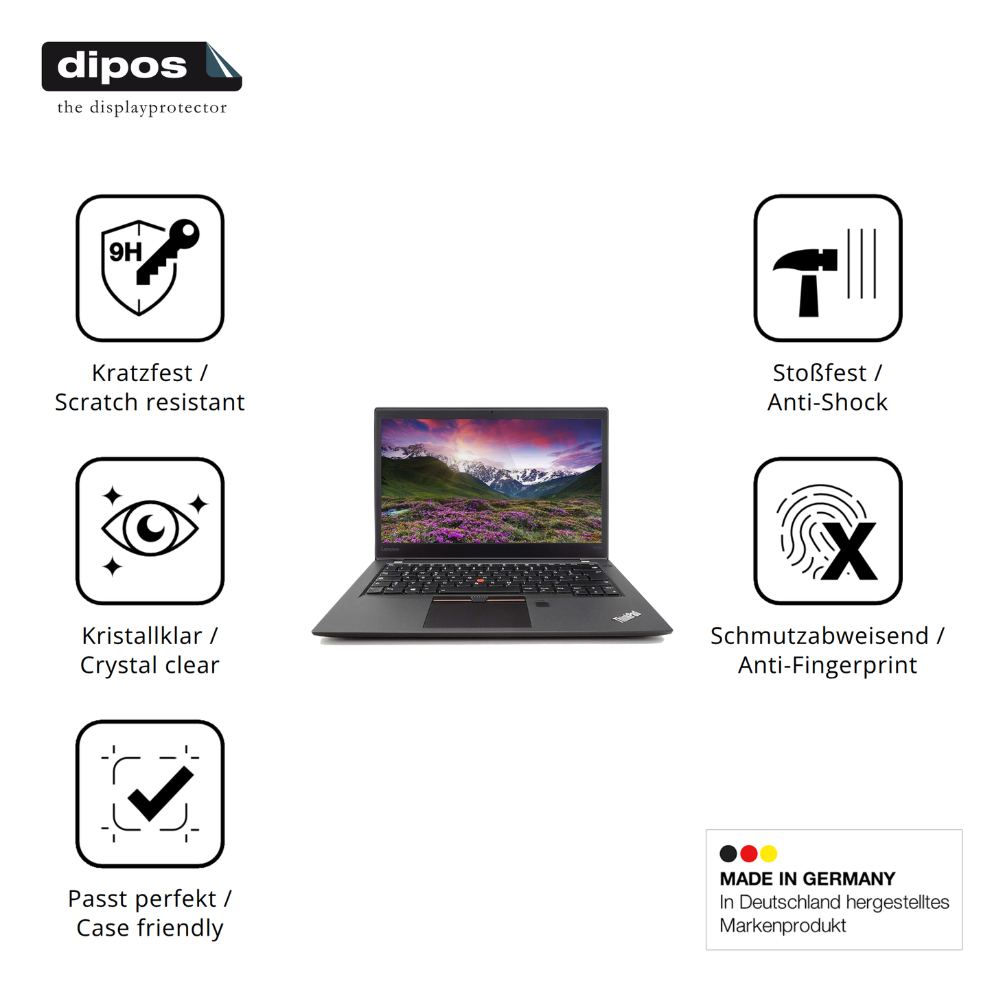 Displayschutz hergestellt in Deutschland, höchste Qualität made in Germany