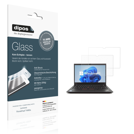 Matte Displayschutzfolie von dipos passend für Lenovo ThinkPad T490s, 9H kratzfest und blasenfrei montiert