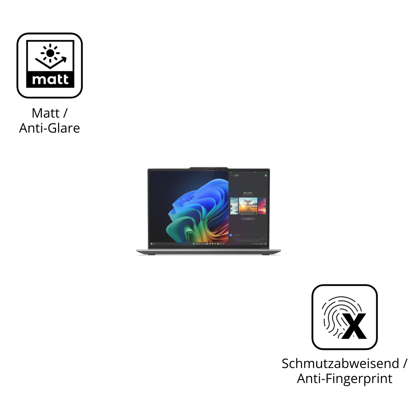 Dünne und entspiegelnde Folie passend zugeschnitten für Lenovo ThinkPad X1 2-in-1 Gen 10
