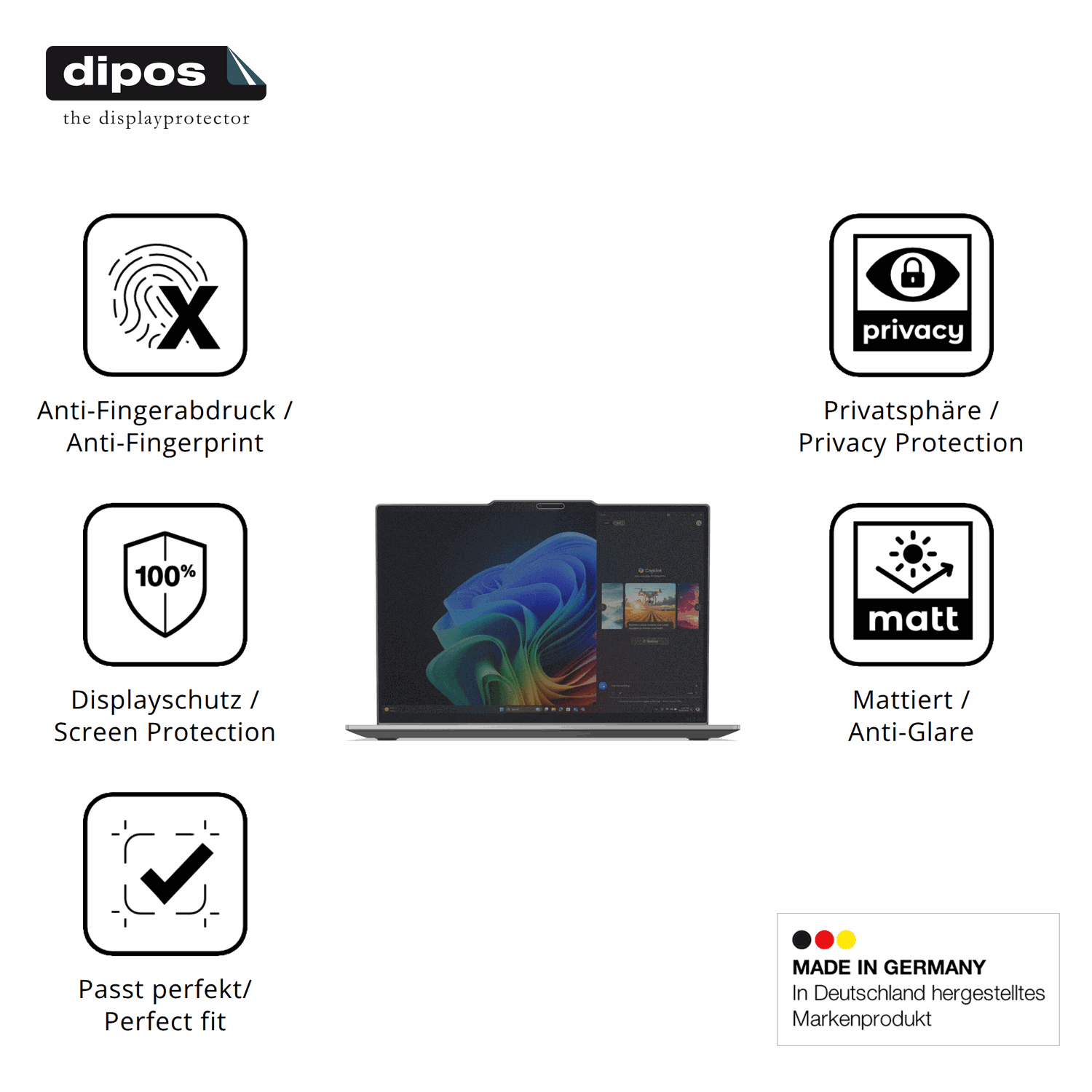 Privatsphäre-Schutz durch Sichtschutz-Folie passend zugeschnitten für Lenovo ThinkPad X1 2-in-1 Gen 10