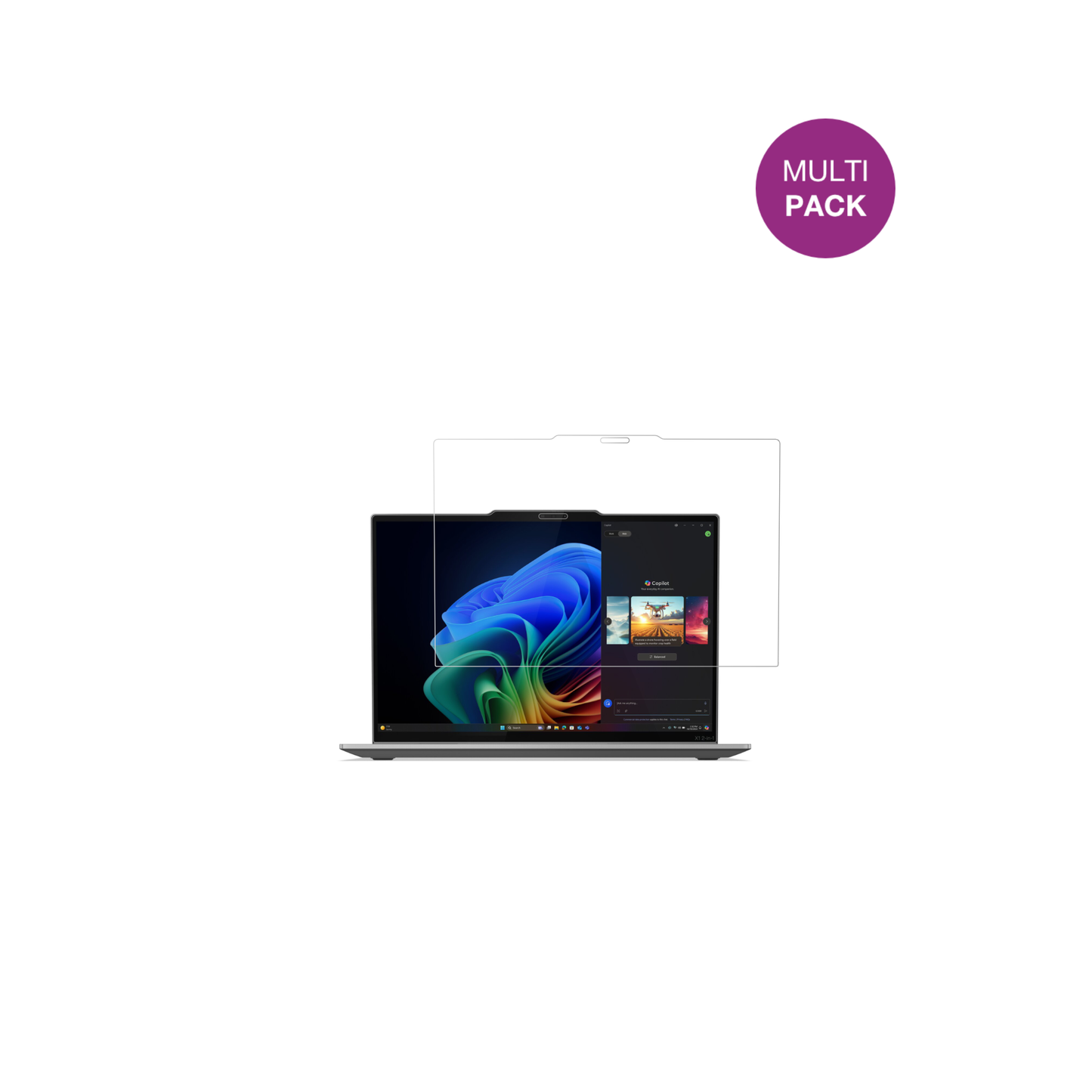 LenovoThinkPad X1 2-in-1 Gen 10 mit aufgebrachter dipos Displayschutzfolie, glasklare Darstellung ohne Einschränkungen