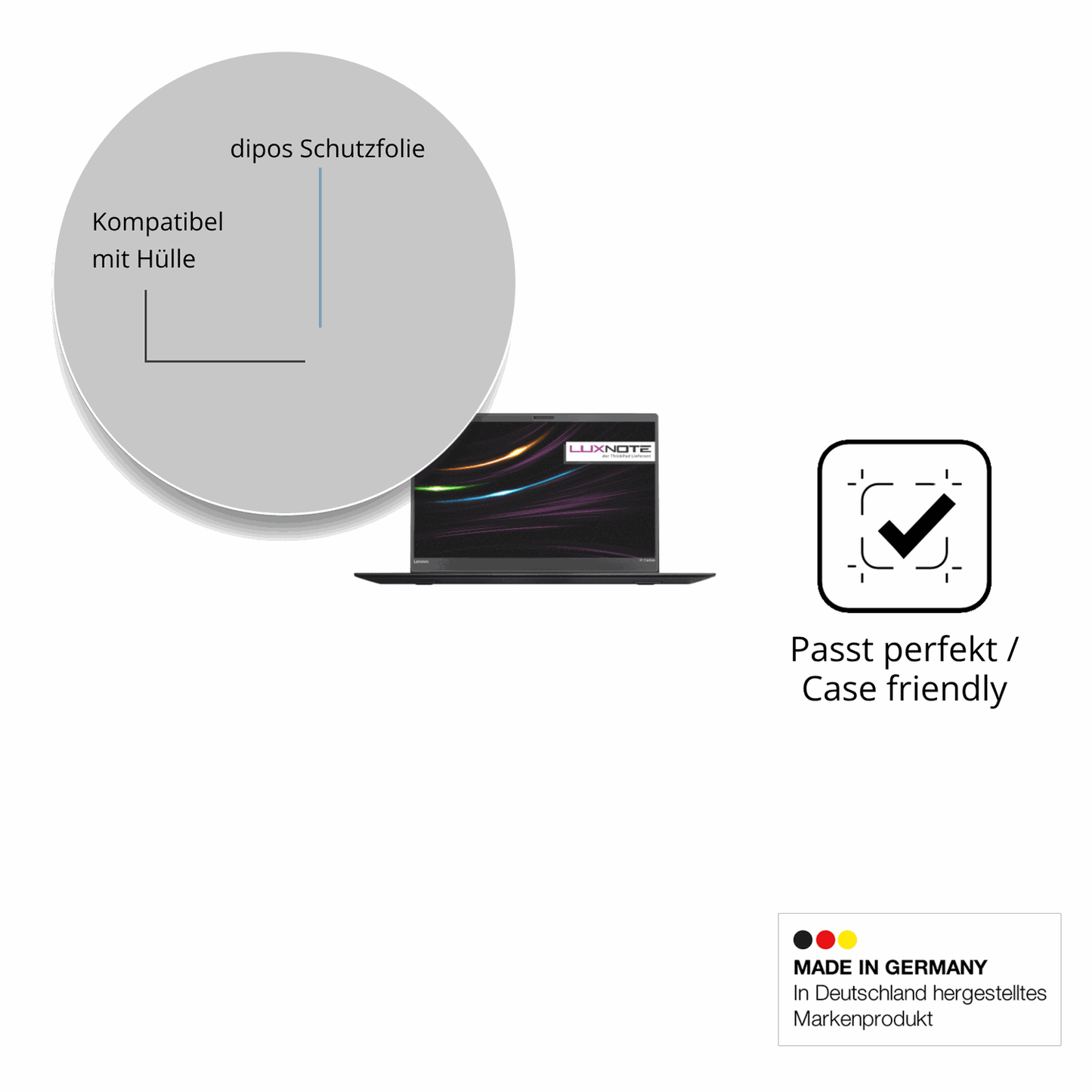 Schutzfolie mit optimaler Passform, zur Verwendung mit Hüllen geeignet