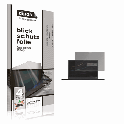Blickschutzfolie von dipos passend für Lenovo ThinkPad X1 Carbon Gen 6, präziser Zuschnitt und blasenfrei montiert