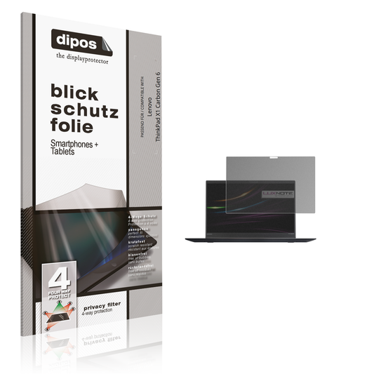 Blickschutzfolie von dipos passend für Lenovo ThinkPad X1 Carbon Gen 6, präziser Zuschnitt und blasenfrei montiert
