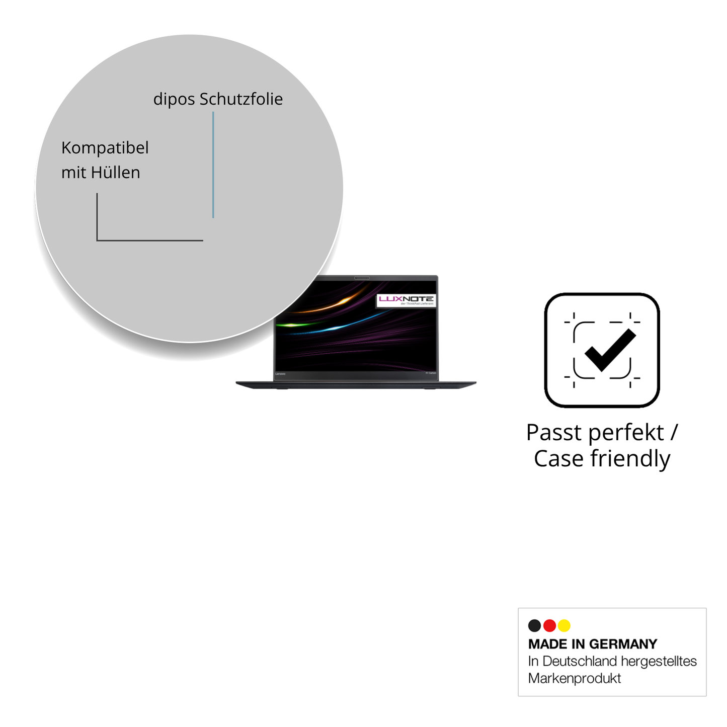Schutzfolie mit optimaler Passform, zur Verwendung mit Hüllen geeignet