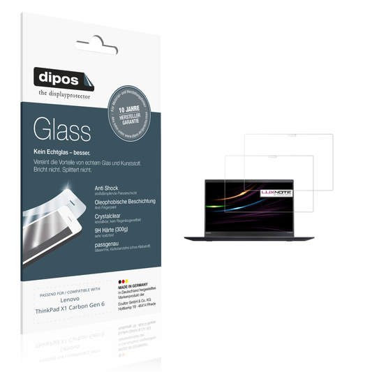 Klare Displayschutzfolie von dipos passend für Lenovo ThinkPad X1 Carbon Gen 6, 9H kratzfest und blasenfrei montiert