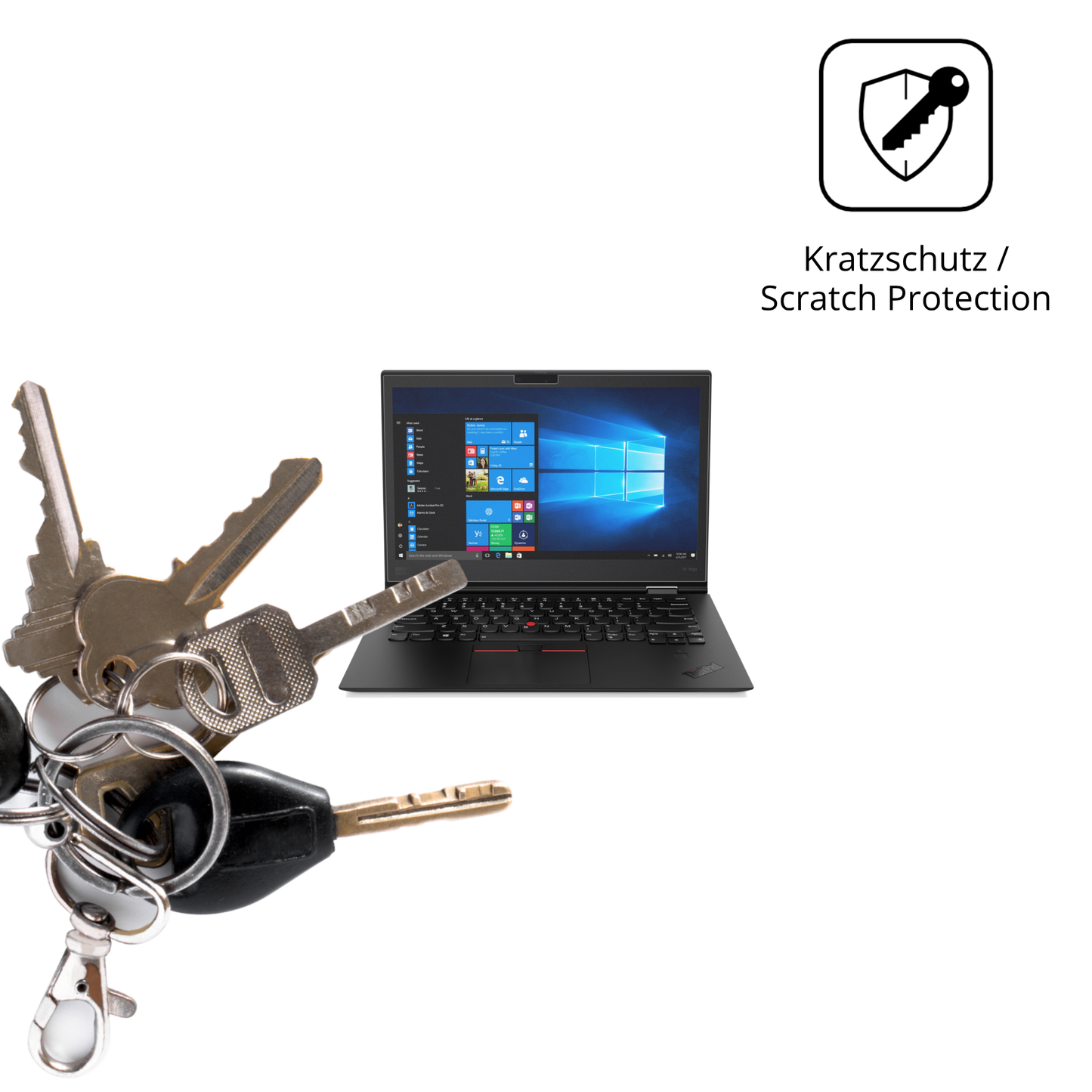 Schutz gegen Kratzer auf dem Lenovo ThinkPad X1 Yoga Gen 3 Glas durch Schlüssel oder Ähnliches