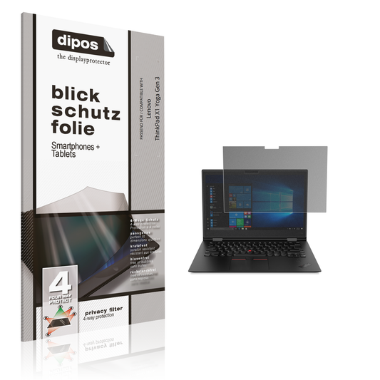 Blickschutzfolie von dipos passend für Lenovo ThinkPad X1 Yoga Gen 3, präziser Zuschnitt und blasenfrei montiert