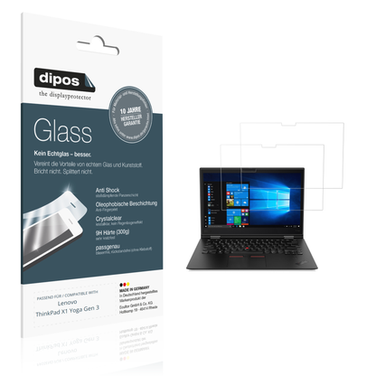Klare Displayschutzfolie von dipos passend für Lenovo ThinkPad X1 Yoga Gen 3, 9H kratzfest und blasenfrei montiert