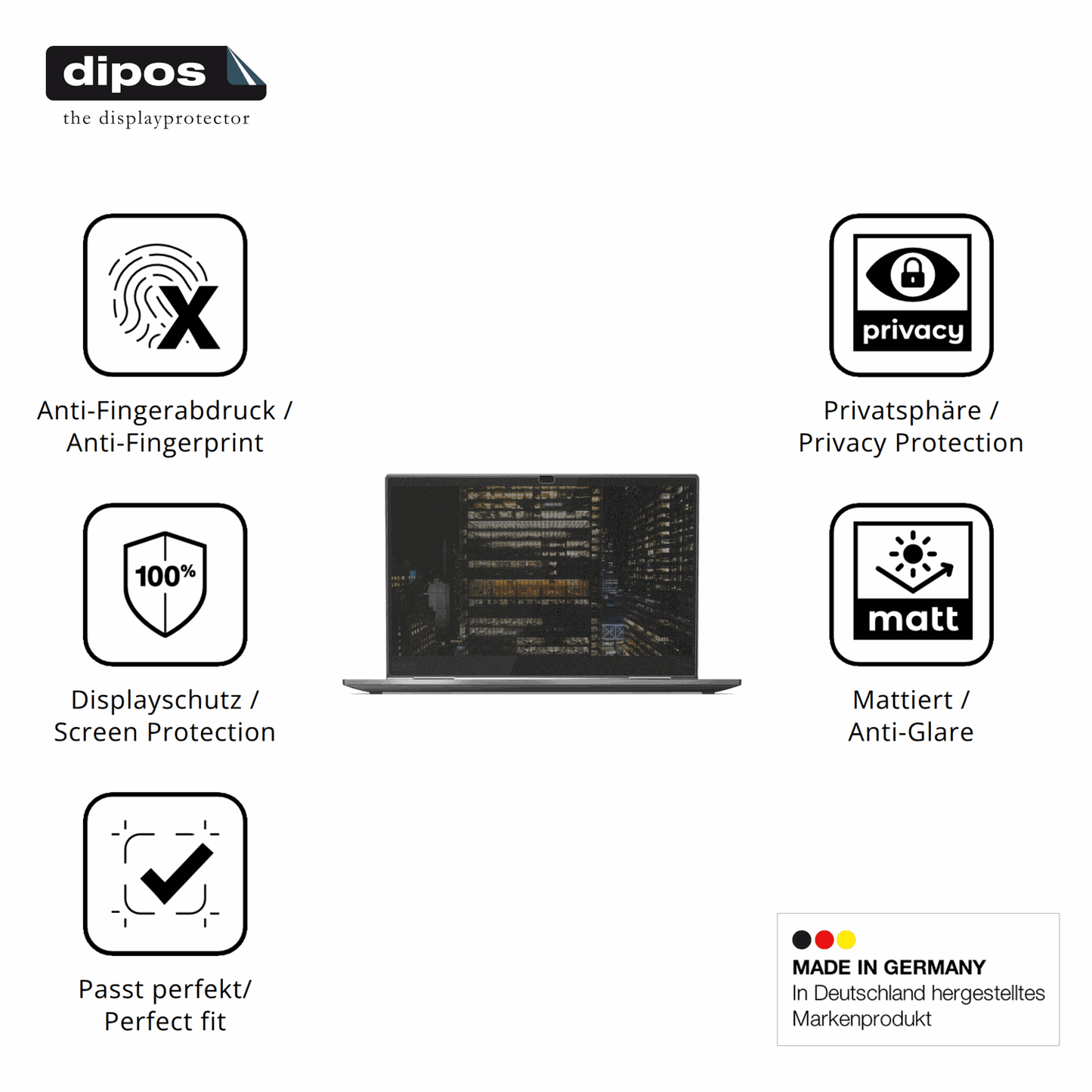 Privatsphäre-Schutz durch Sichtschutz-Folie passend zugeschnitten für Lenovo ThinkPad X1 Yoga Gen 5
