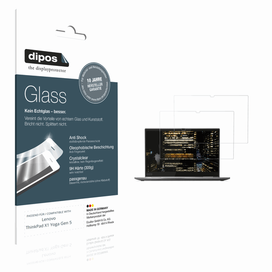 Klare Displayschutzfolie von dipos passend für Lenovo ThinkPad X1 Yoga Gen 5, 9H kratzfest und blasenfrei montiert
