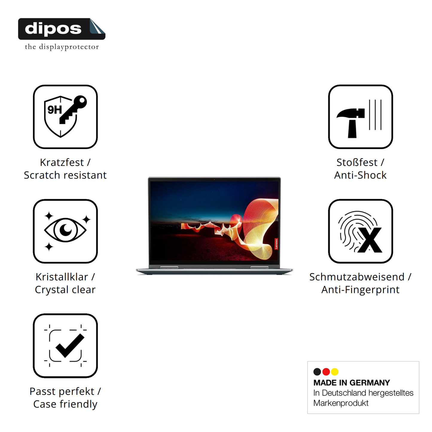 Displayschutz hergestellt in Deutschland, höchste Qualität made in Germany