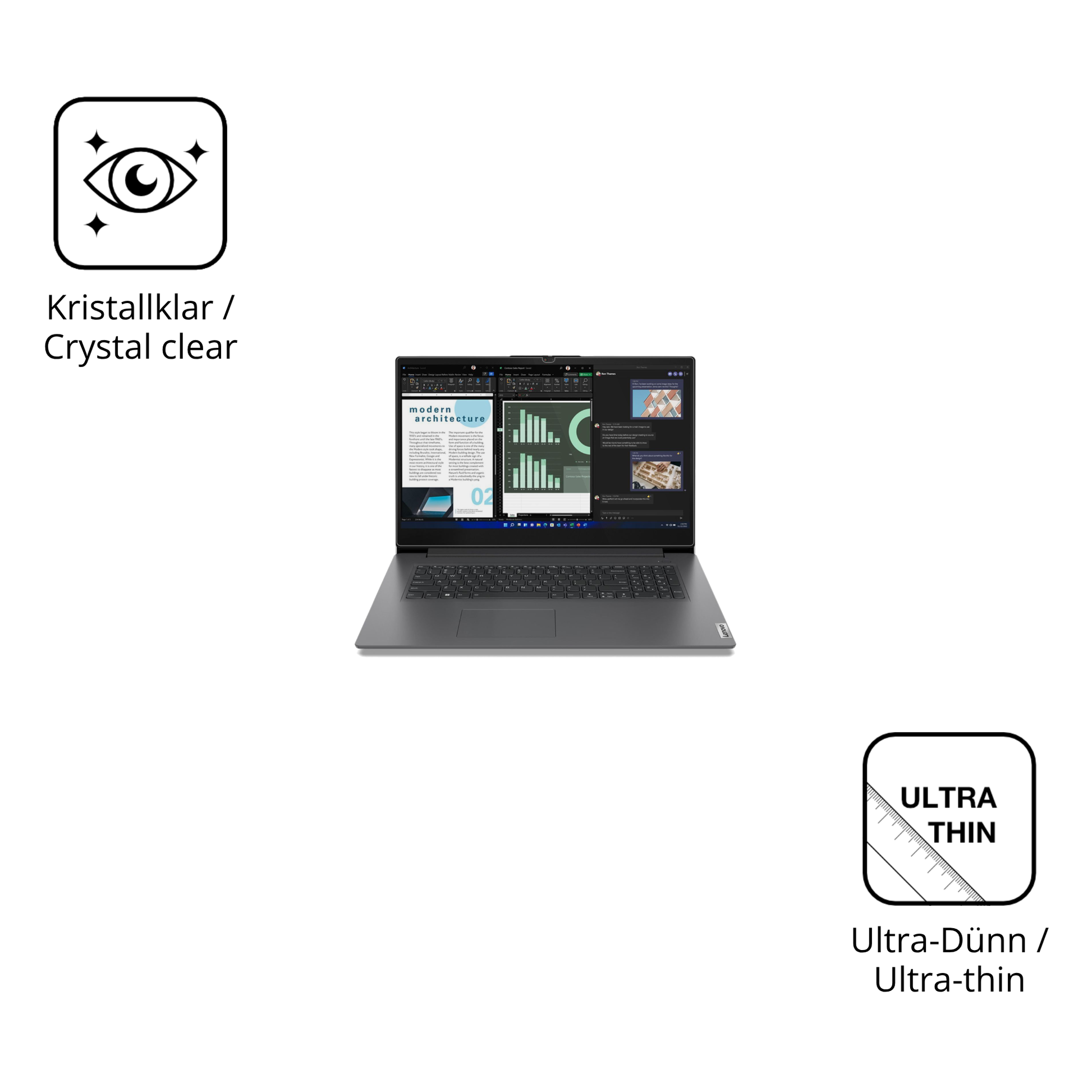 Dünne und klare Folie passend zugeschnitten für Lenovo V17 IRU G4