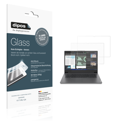 Matte Displayschutzfolie von dipos passend für Lenovo V17 IRU G4, 9H kratzfest und blasenfrei montiert
