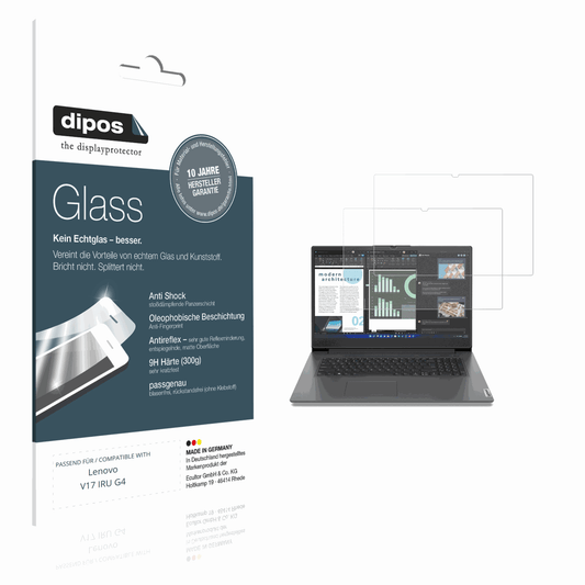 Matte Displayschutzfolie von dipos passend für Lenovo V17 IRU G4, 9H kratzfest und blasenfrei montiert