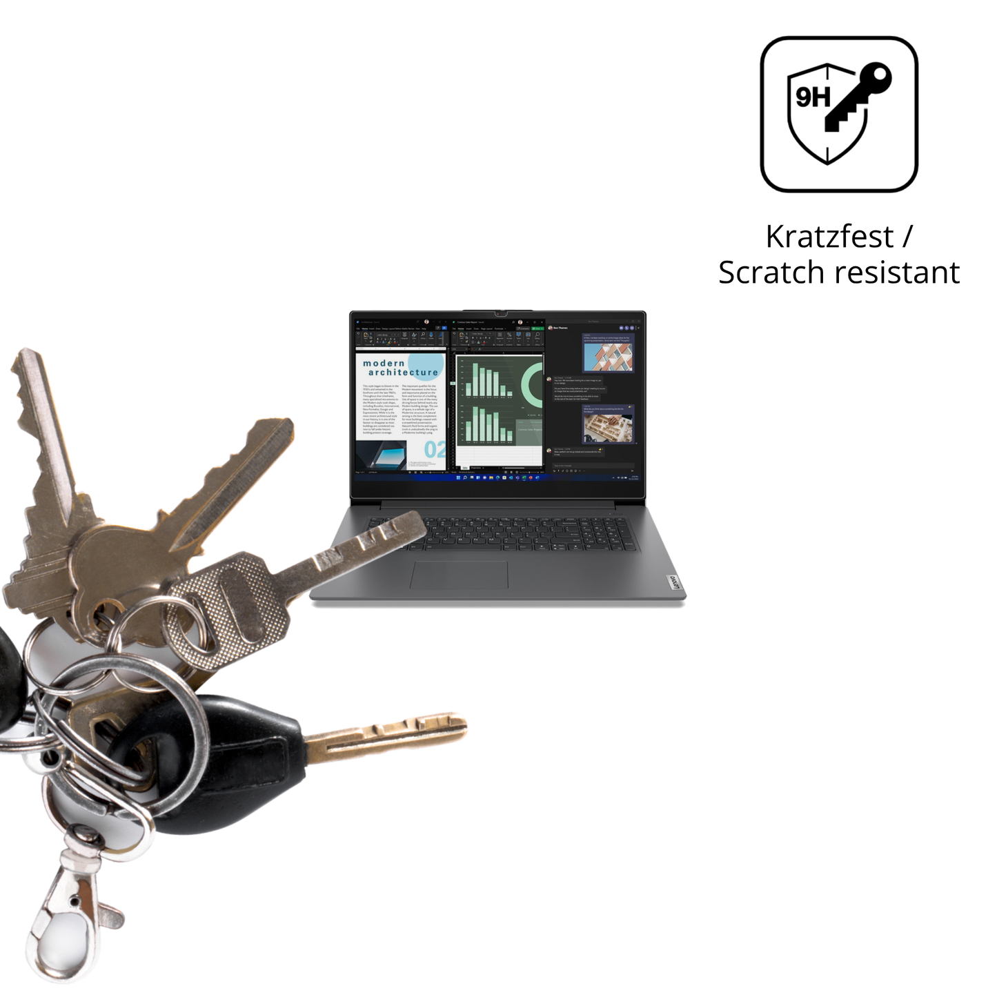dipos Displayschutz für Lenovo V17 IRU G4, transparente Oberfläche, perfekte Passform auch für die Rundungen