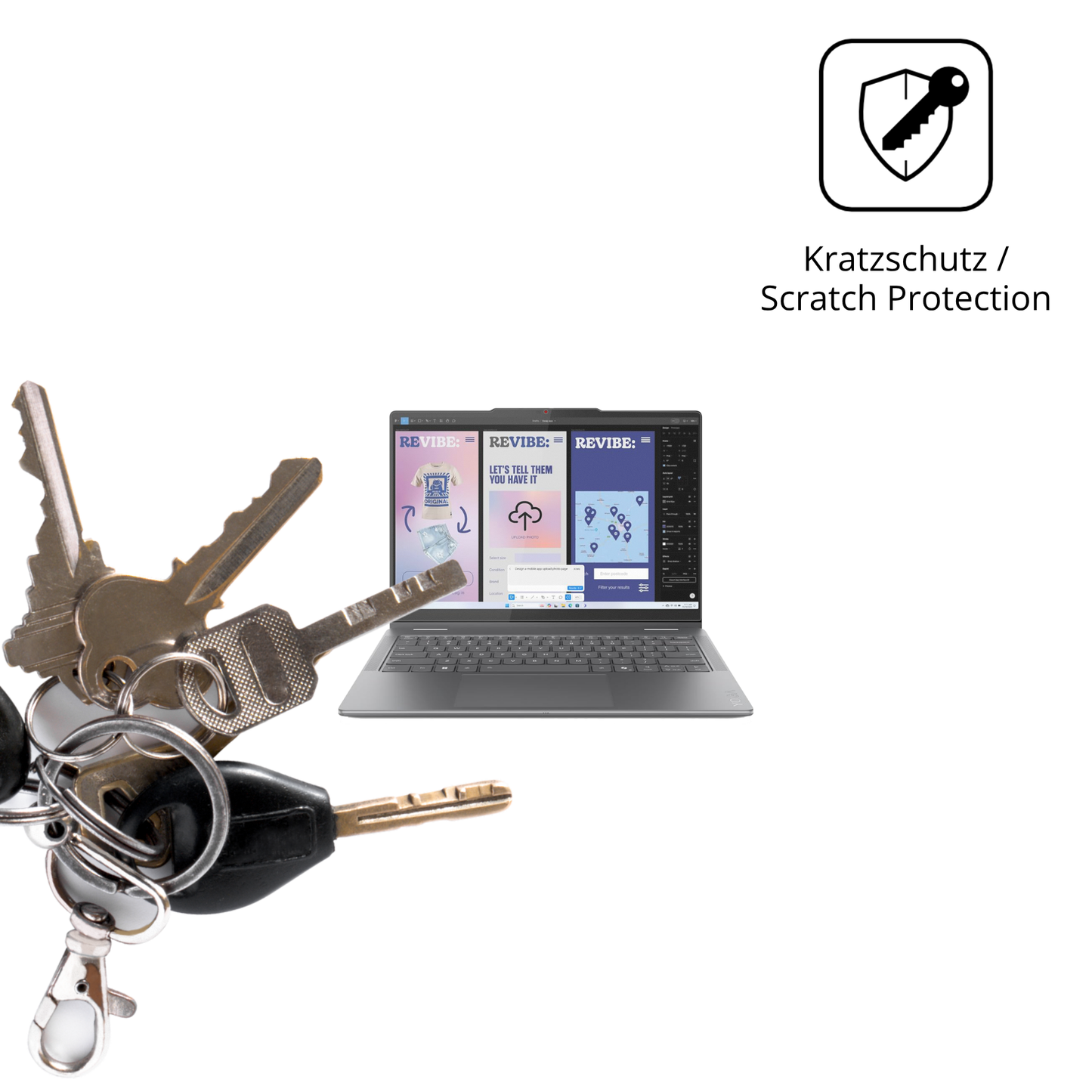 Schutz gegen Kratzer auf dem Lenovo Yoga 7 2in1 14ILL10 Glas durch Schlüssel oder Ähnliches