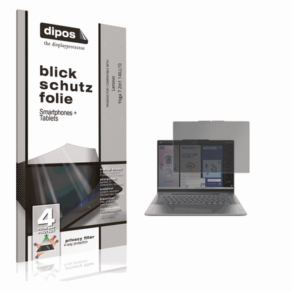 Blickschutzfolie von dipos passend für Lenovo Yoga 7 2in1 14ILL10, präziser Zuschnitt und blasenfrei montiert