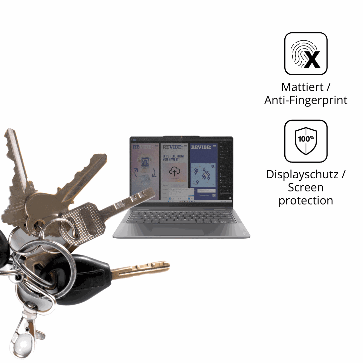 dipos Displayschutz für Lenovo Yoga 7 2in1 14ILL10, mattierte Oberfläche, Blickschutzfilter und perfekter Passform