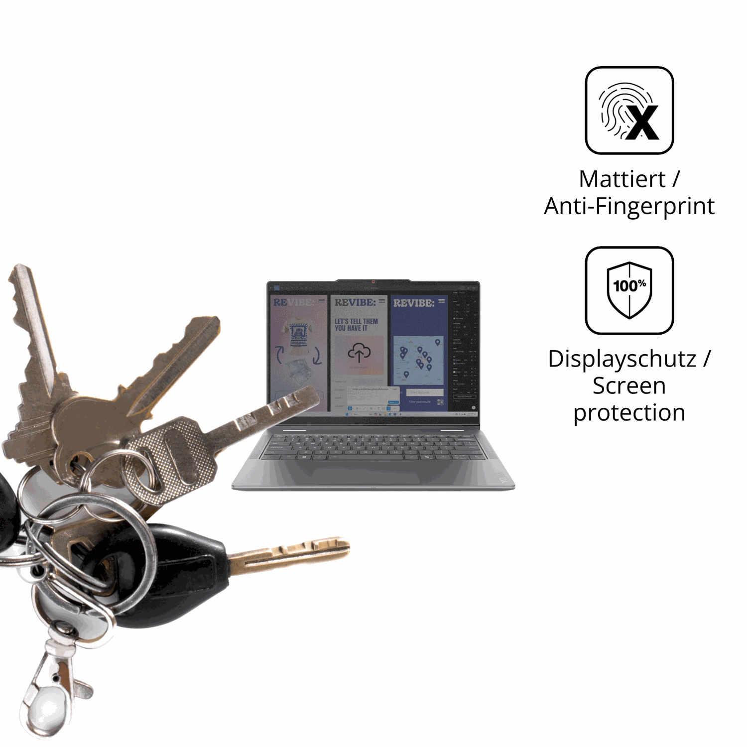 dipos Displayschutz für Lenovo Yoga 7 2in1 14ILL10, mattierte Oberfläche, Blickschutzfilter und perfekter Passform