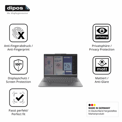 Privatsphäre-Schutz durch Sichtschutz-Folie passend zugeschnitten für Lenovo Yoga 7 2in1 14ILL10