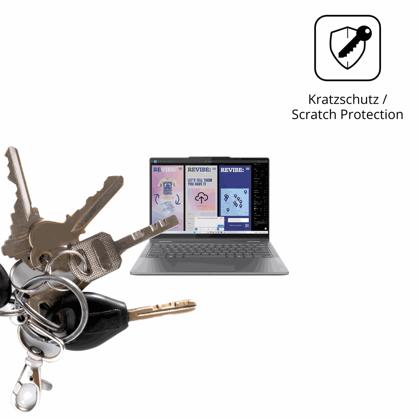 Schutz gegen Kratzer auf dem Lenovo Yoga 7 2in1 14ILL10 Glas durch Schlüssel oder Ähnliches