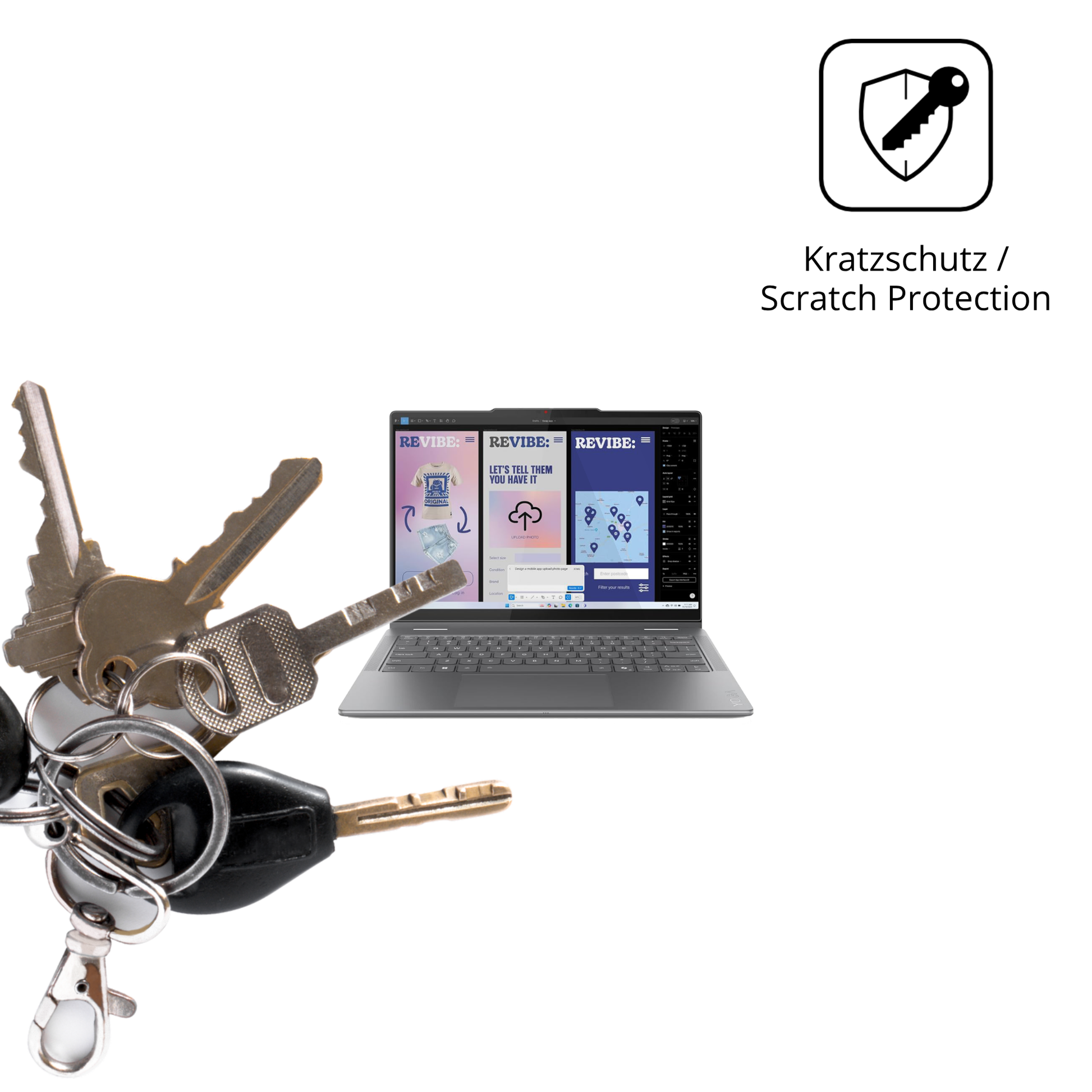 Schutz gegen Kratzer auf dem Lenovo Yoga 7 2in1 14ILL10 Glas durch Schlüssel oder Ähnliches