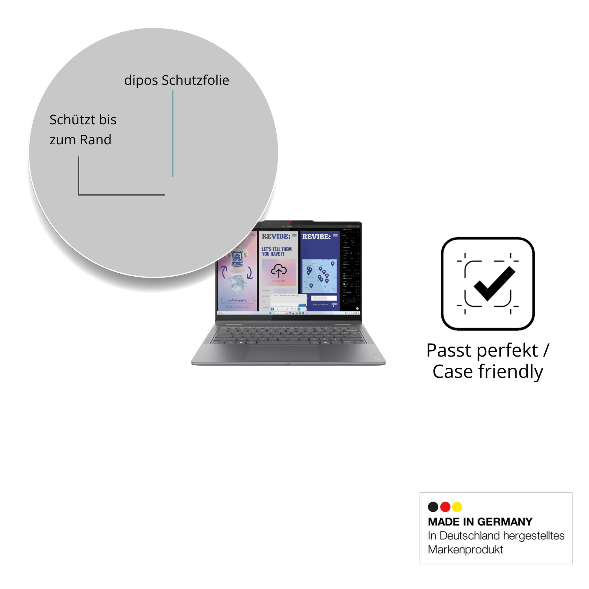 Besonders flexibler Displayschutz mit Anti-Shock-Schicht im Materialmix