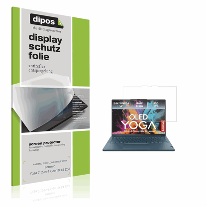 Matte Displayschutzfolie von dipos passend für Lenovo Yoga 7i 2-in-1 Gen10 14 Zoll, präziser Zuschnitt und blasenfrei montiert