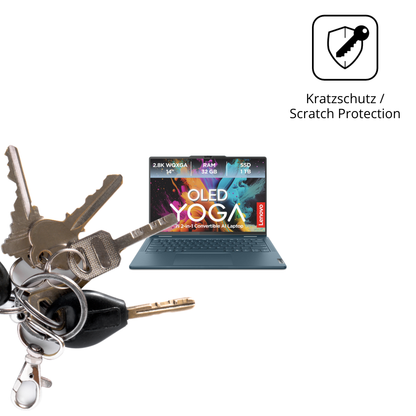 Schutz gegen Kratzer auf dem Lenovo Yoga 7i 2-in-1 Gen10 14 Zoll Glas durch Schlüssel oder Ähnliches