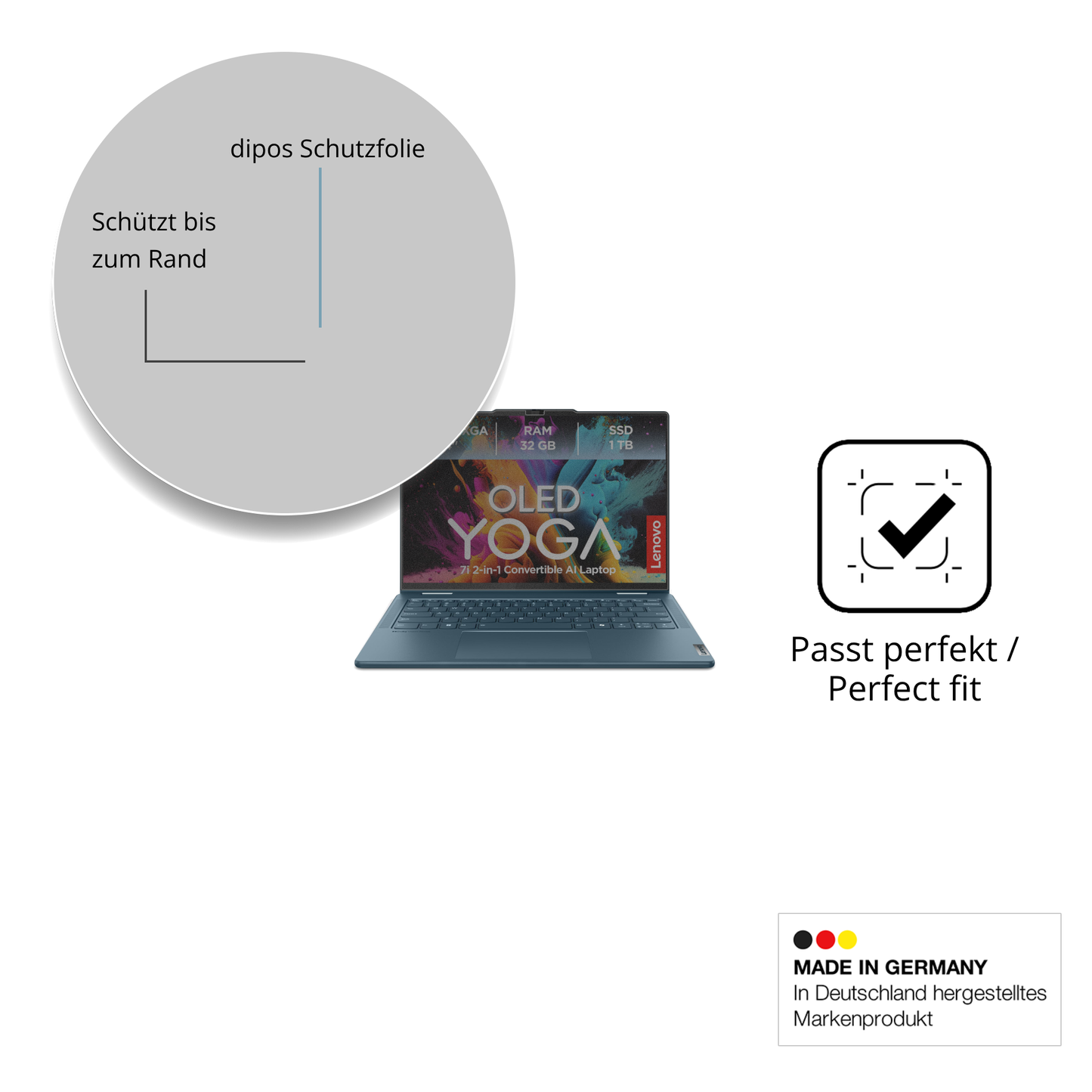 Schutz gegen Kratzer auf dem Lenovo Yoga 7i 2-in-1 Gen10 14 Zoll Glas durch Schlüssel oder Ähnliches