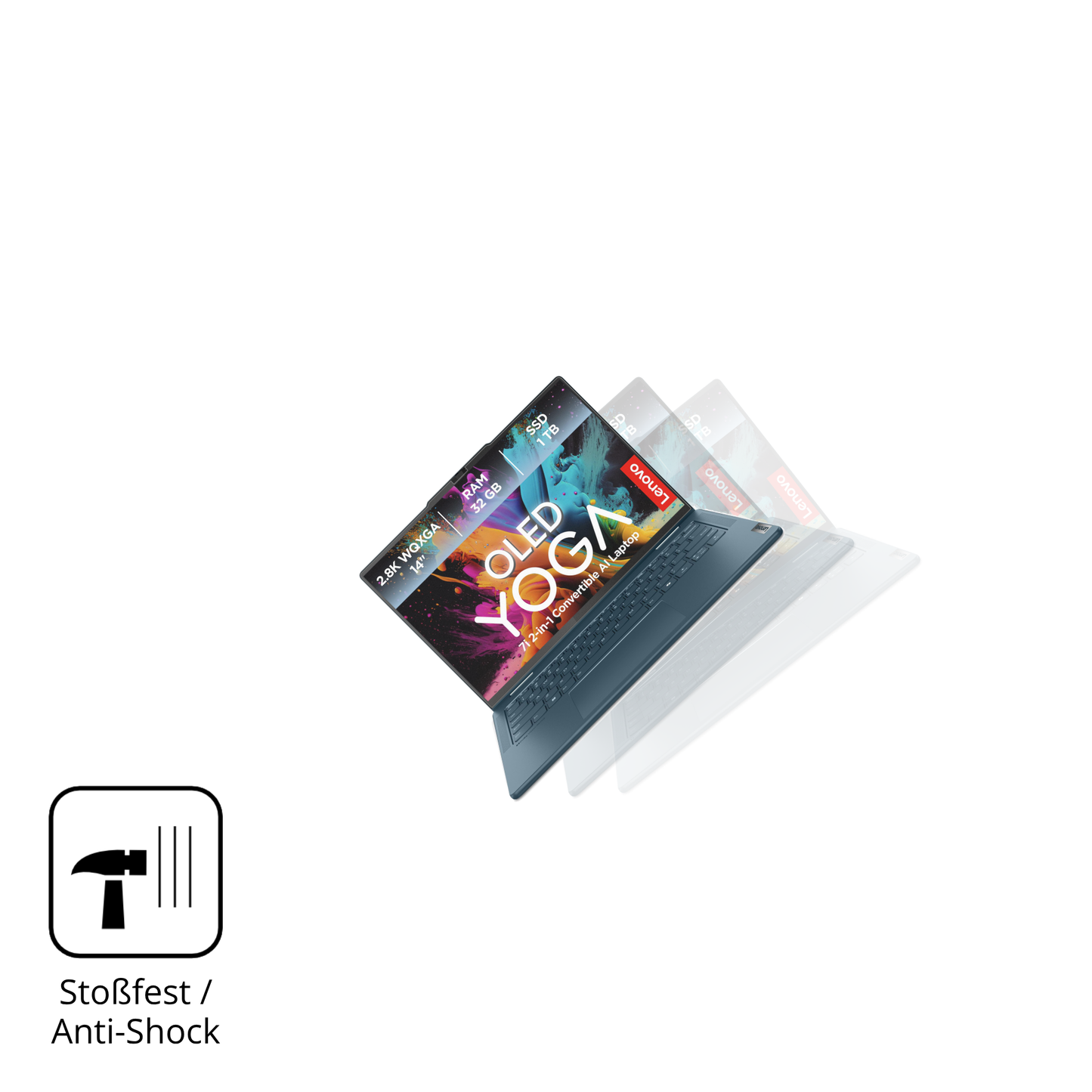 Schutz gegen Kratzer auf dem Lenovo Yoga 7i 2-in-1 Gen10 14 Zoll Glas durch Schlüssel, Stöße gegen die Tischkante oder Stürze