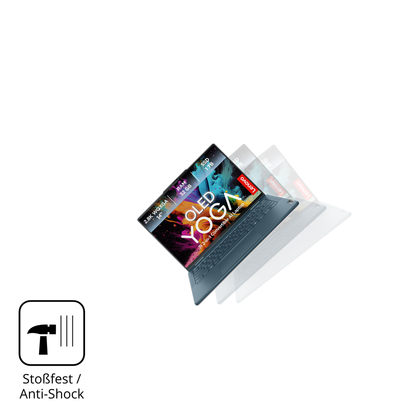 Schutz gegen Kratzer auf dem Lenovo Yoga 7i 2-in-1 Gen10 14 Zoll Glas durch Schlüssel, Stöße gegen die Tischkante oder Stürze