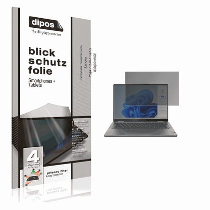 Blickschutzfolie von dipos passend für Lenovo Yoga 7i 2-in-1 Gen 9 83DJ00HRGE, präziser Zuschnitt und blasenfrei montiert