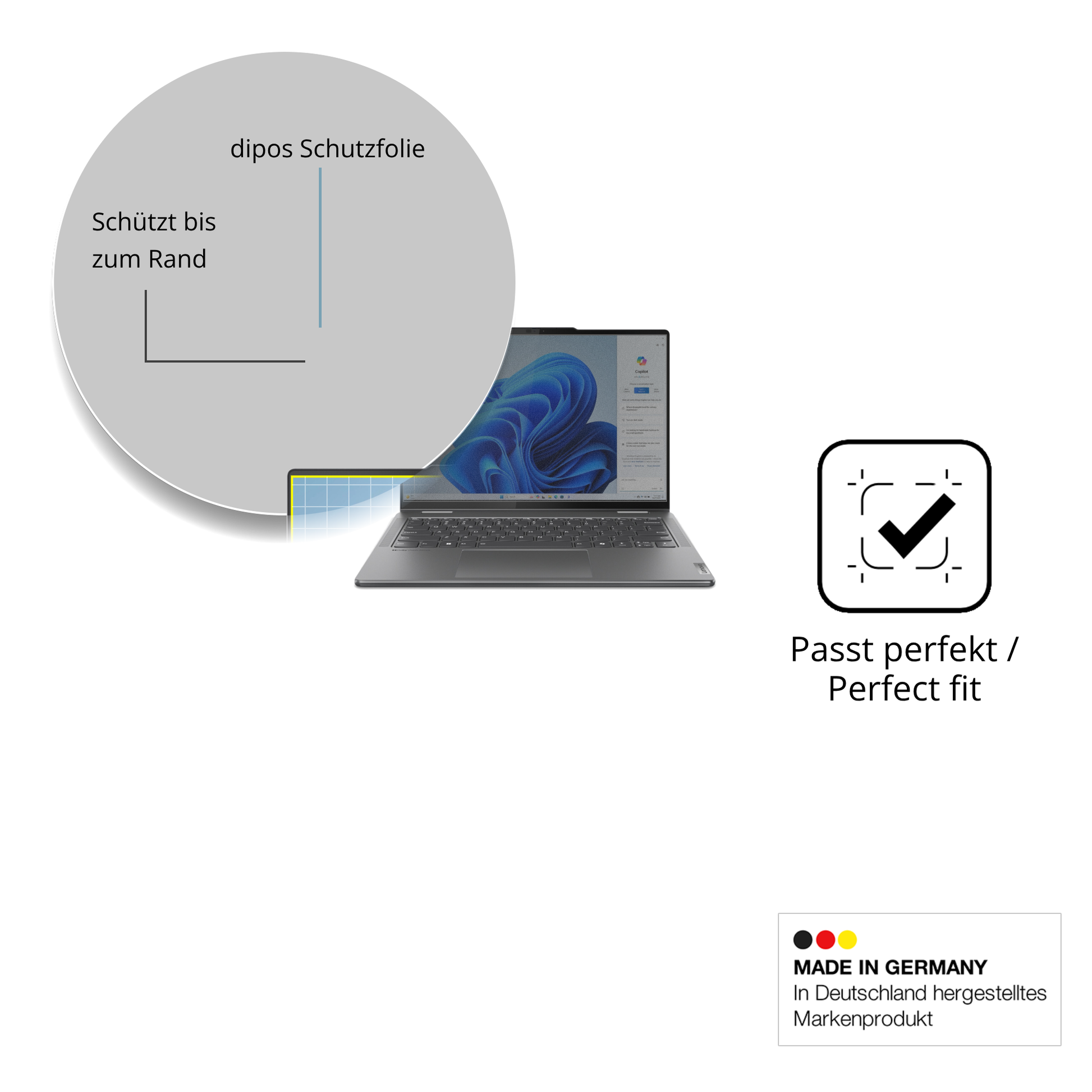 Schutz gegen Kratzer auf dem Lenovo Yoga 7i 2-in-1 Gen 9 83DJ00HRGE Glas durch Schlüssel oder Ähnliches