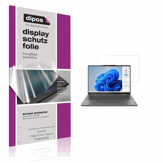 Klare Displayschutzfolie von dipos passend für Lenovo Yoga 7i 2-in-1 Gen 9 83DJ00HRGE, präziser Zuschnitt und blasenfrei montiert