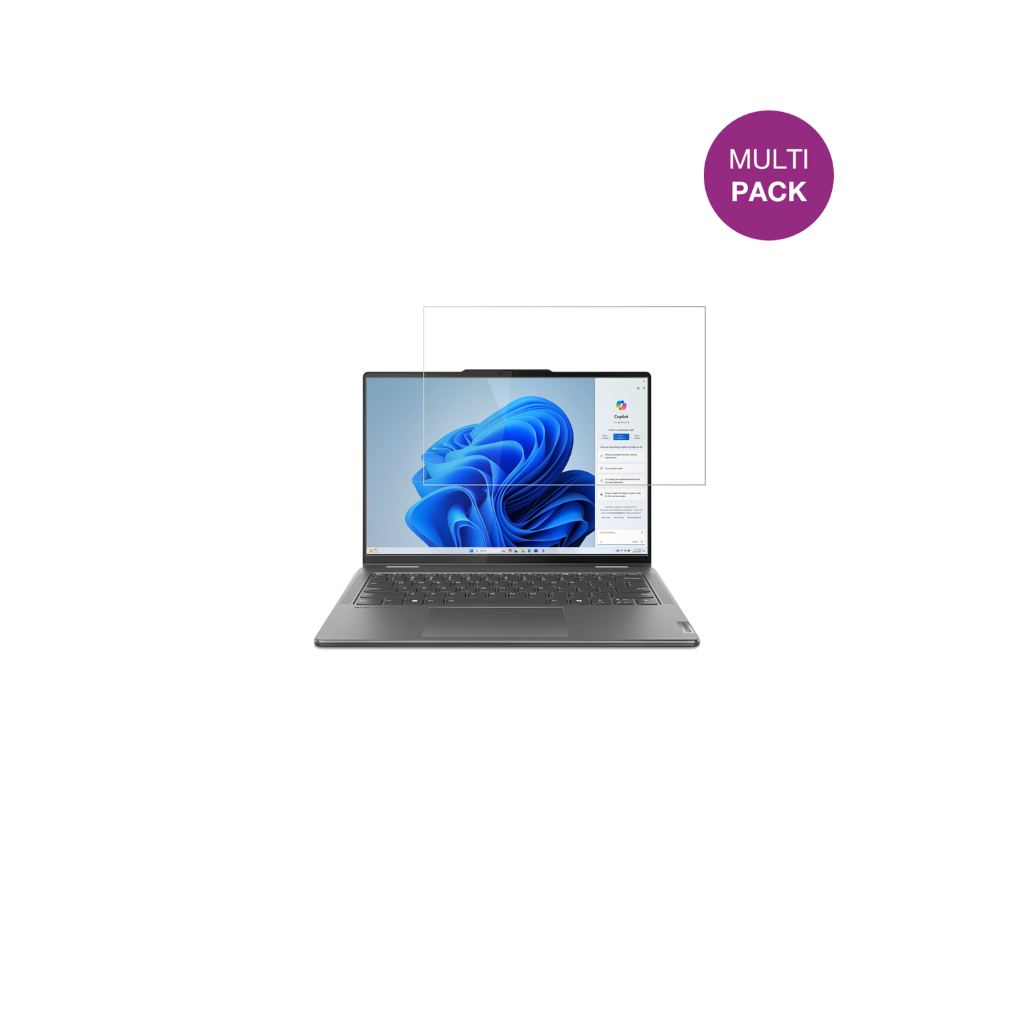 LenovoYoga 7i 2-in-1 Gen 9 83DJ00HRGE mit aufgebrachter dipos Displayschutzfolie, glasklare Darstellung ohne Einschränkungen