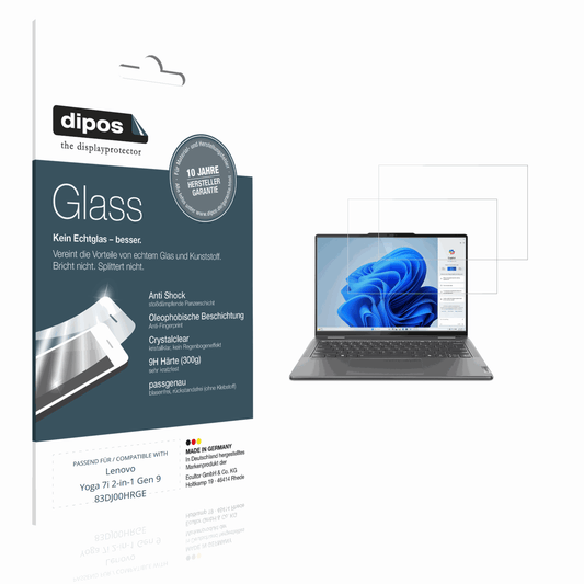 Klare Displayschutzfolie von dipos passend für Lenovo Yoga 7i 2-in-1 Gen 9 83DJ00HRGE, 9H kratzfest und blasenfrei montiert