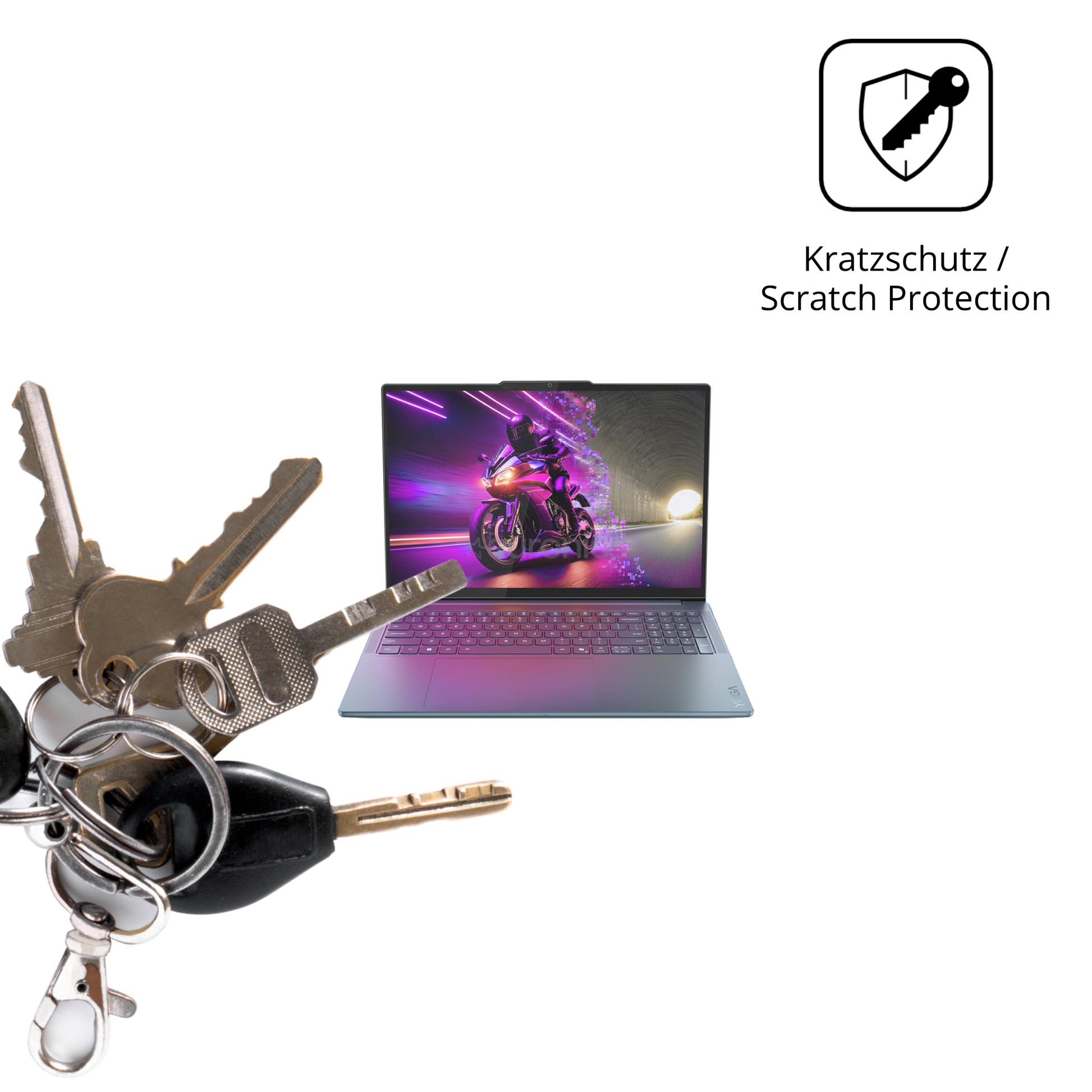 Schutz gegen Kratzer auf dem Lenovo Yoga Pro 9 16IAH10 Non-Touch Glas durch Schlüssel oder Ähnliches