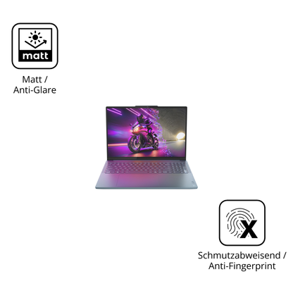 Dünne und entspiegelnde Folie passend zugeschnitten für Lenovo Yoga Pro 9 16IAH10 Non-Touch