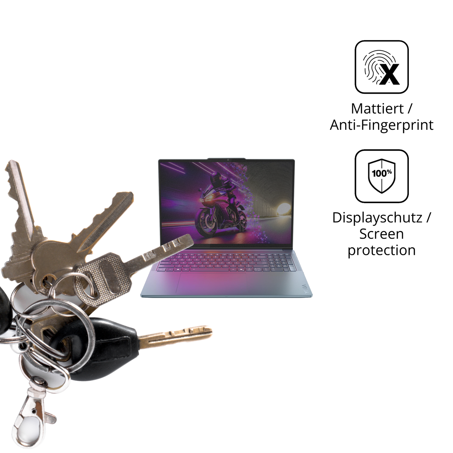 dipos Displayschutz für Lenovo Yoga Pro 9 16IAH10 Non-Touch, mattierte Oberfläche, Blickschutzfilter und perfekter Passform