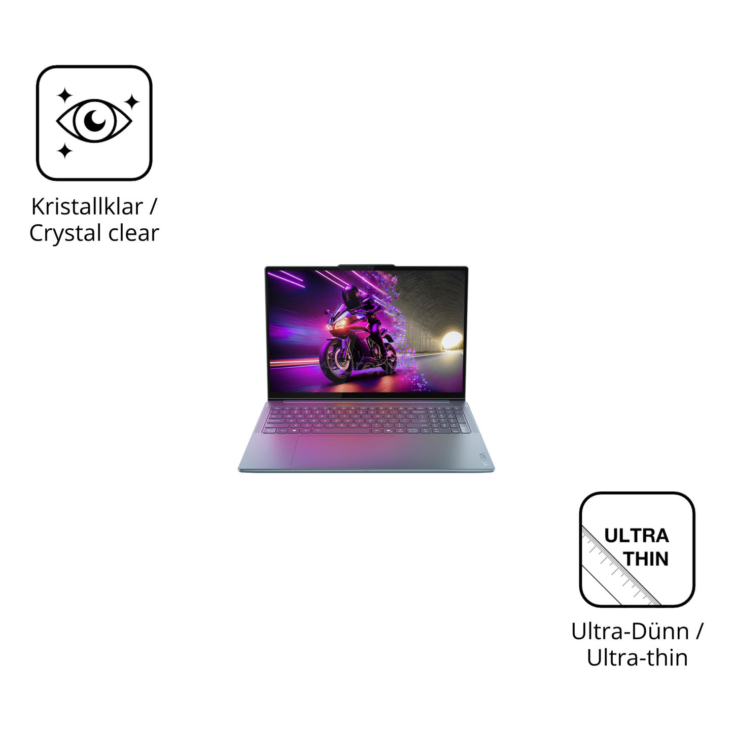 Dünne und klare Folie passend zugeschnitten für Lenovo Yoga Pro 9 16IAH10 Non-Touch