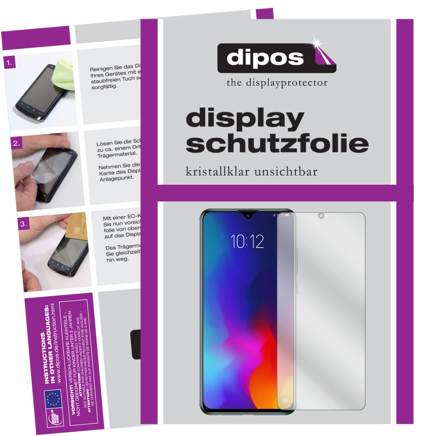 Klare Displayschutzfolie von dipos passend für Lenovo Z6 Lite, präziser Zuschnitt und blasenfrei montiert