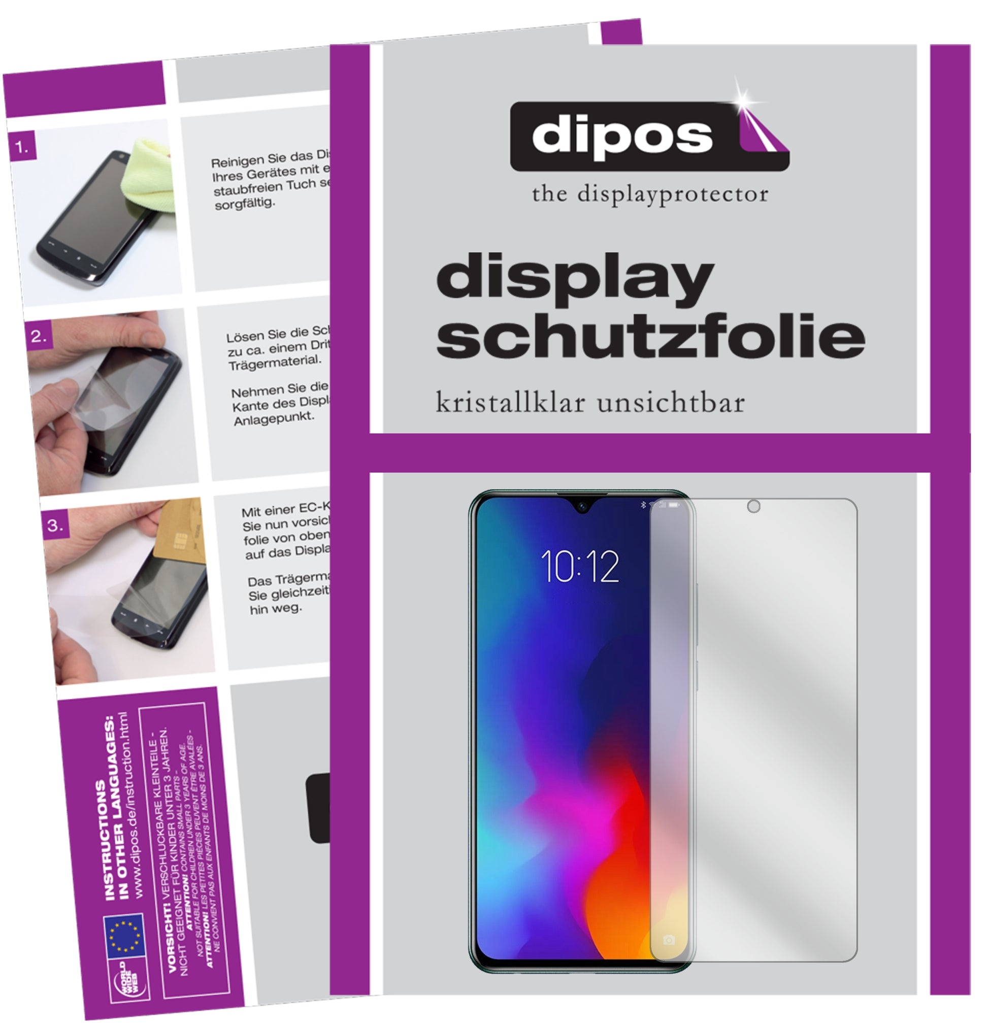 Klare Displayschutzfolie von dipos passend für Lenovo Z6 Lite, präziser Zuschnitt und blasenfrei montiert