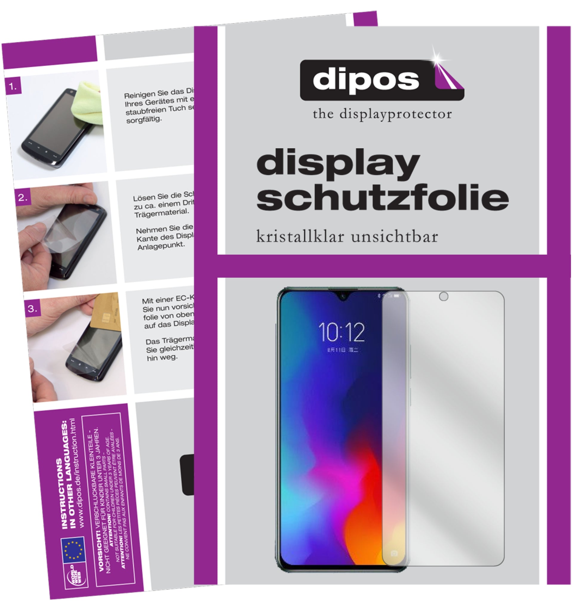 Klare Displayschutzfolie von dipos passend für Lenovo Z6 Youth Edition, präziser Zuschnitt und blasenfrei montiert