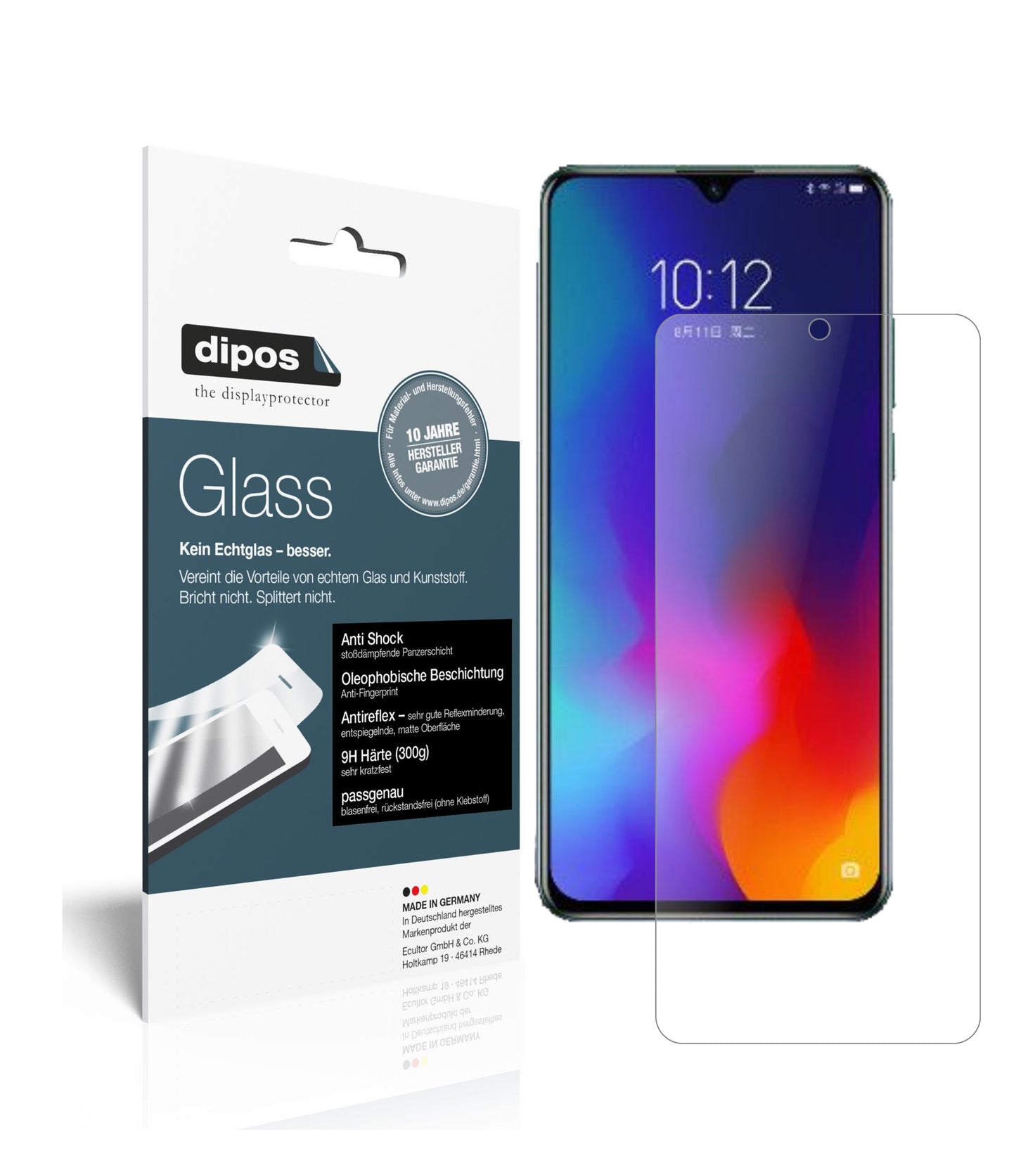 Matte Displayschutzfolie von dipos passend für Lenovo Z6 Youth Edition, 9H kratzfest und blasenfrei montiert