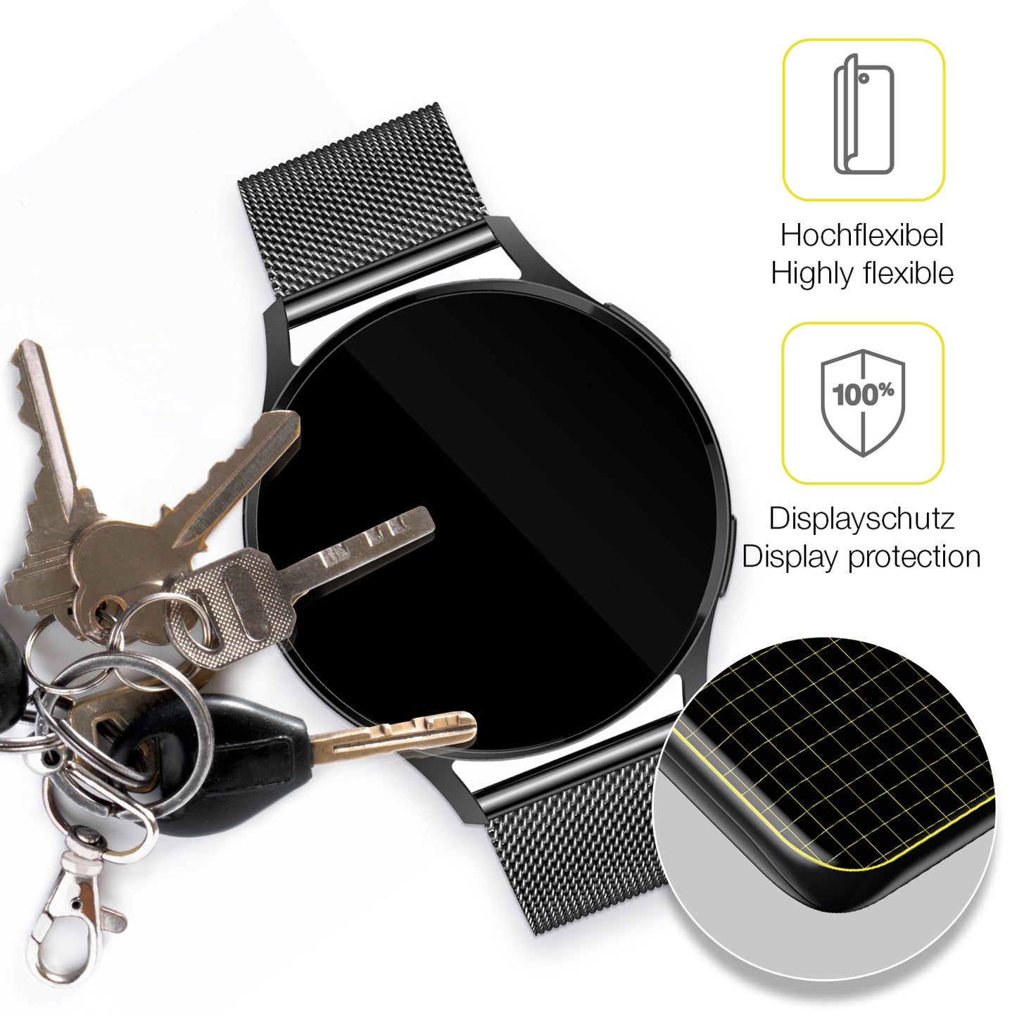 dipos Displayschutz für Levowatch Edgy, transparente Oberfläche, geringe Dicke und perfekte Passform